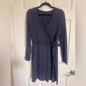Express Blue and Black Striped Dress